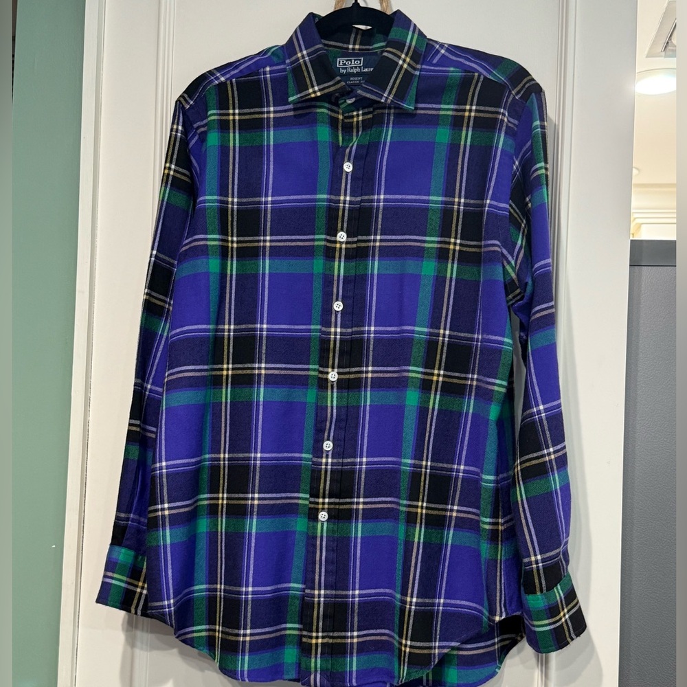 Polo Ralph Lauren Men’s Regent Classic Fit Plaid Button Down Flannel Shirt Large